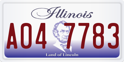 IL license plate A047783