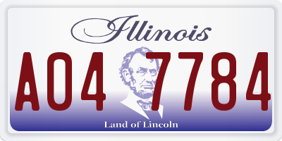 IL license plate A047784