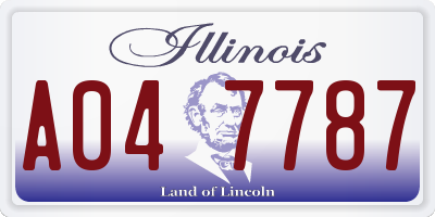 IL license plate A047787