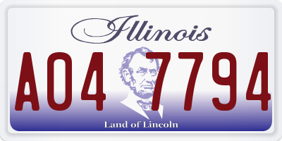 IL license plate A047794