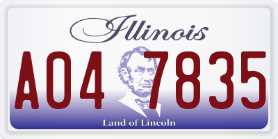 IL license plate A047835