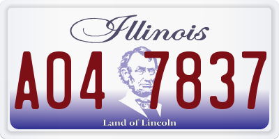 IL license plate A047837