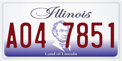 IL license plate A047851