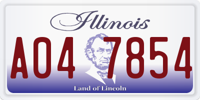 IL license plate A047854