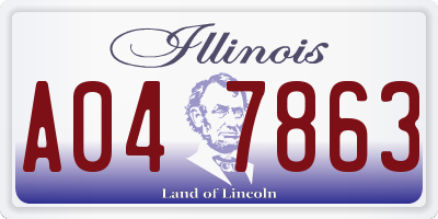 IL license plate A047863