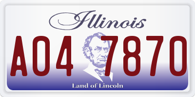 IL license plate A047870