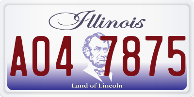 IL license plate A047875
