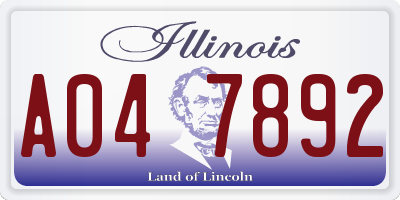 IL license plate A047892