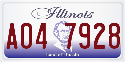 IL license plate A047928
