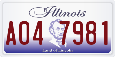 IL license plate A047981
