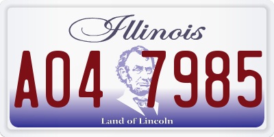IL license plate A047985
