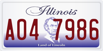 IL license plate A047986