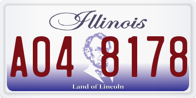 IL license plate A048178