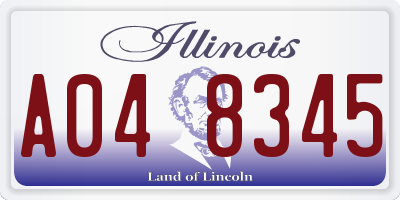 IL license plate A048345