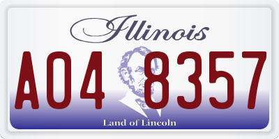 IL license plate A048357