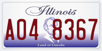 IL license plate A048367