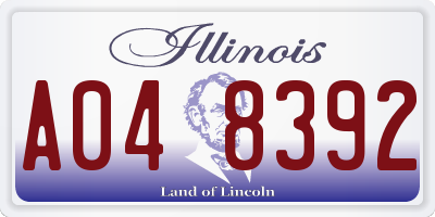 IL license plate A048392