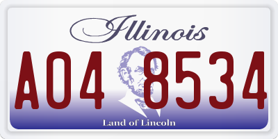 IL license plate A048534