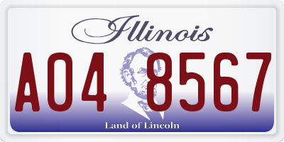 IL license plate A048567