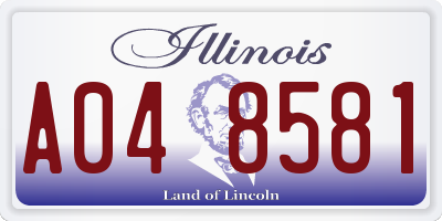 IL license plate A048581