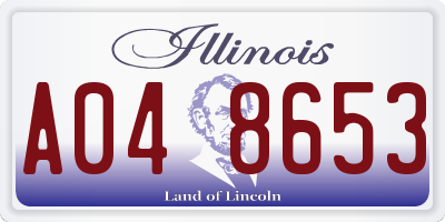 IL license plate A048653