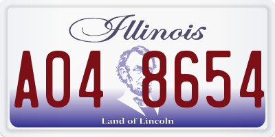 IL license plate A048654