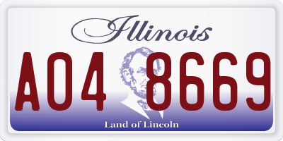 IL license plate A048669