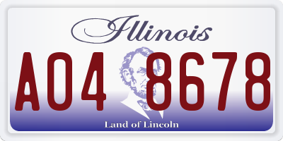IL license plate A048678