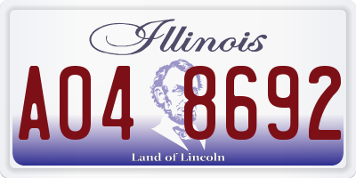 IL license plate A048692