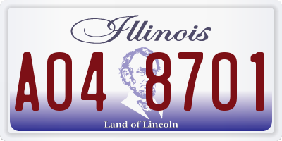 IL license plate A048701