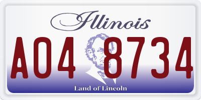 IL license plate A048734