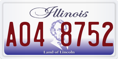 IL license plate A048752