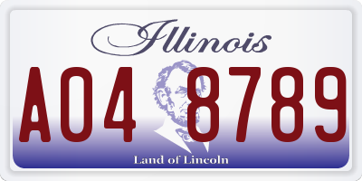 IL license plate A048789