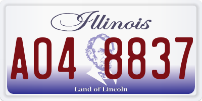 IL license plate A048837