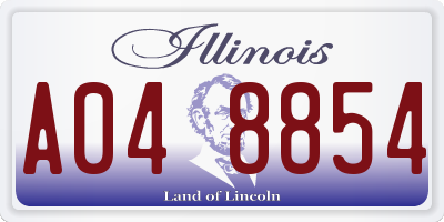 IL license plate A048854
