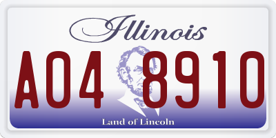 IL license plate A048910