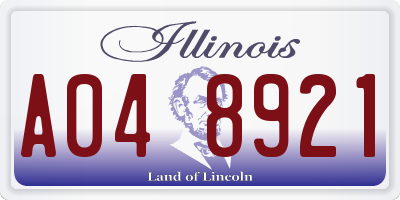 IL license plate A048921