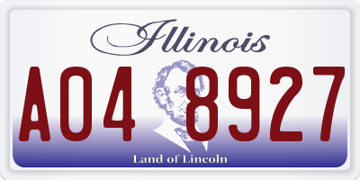 IL license plate A048927