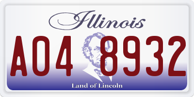 IL license plate A048932