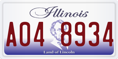 IL license plate A048934