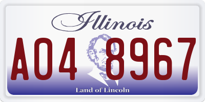IL license plate A048967