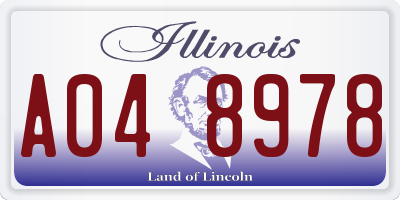 IL license plate A048978