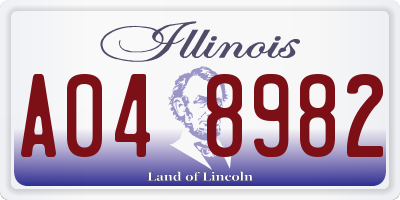 IL license plate A048982