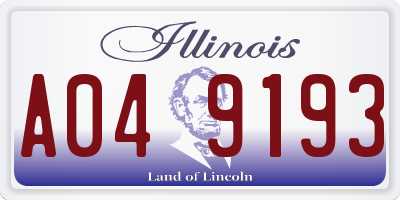 IL license plate A049193