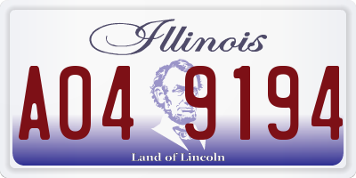 IL license plate A049194