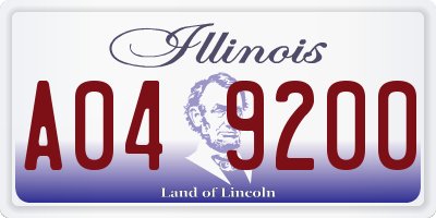 IL license plate A049200