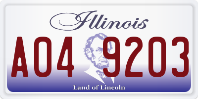 IL license plate A049203