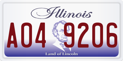 IL license plate A049206