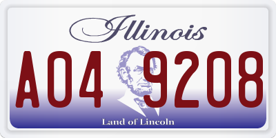 IL license plate A049208