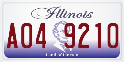 IL license plate A049210